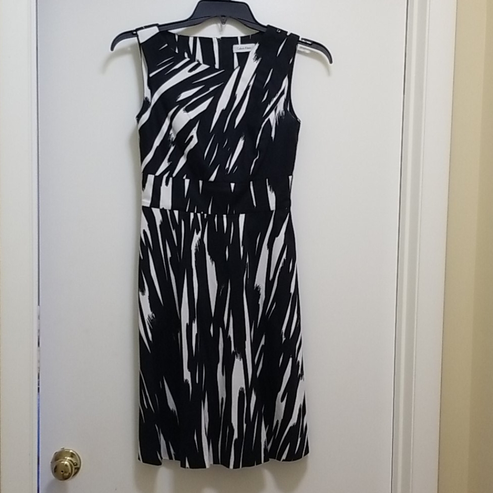 Calvin Klein Black and White A Line Dress